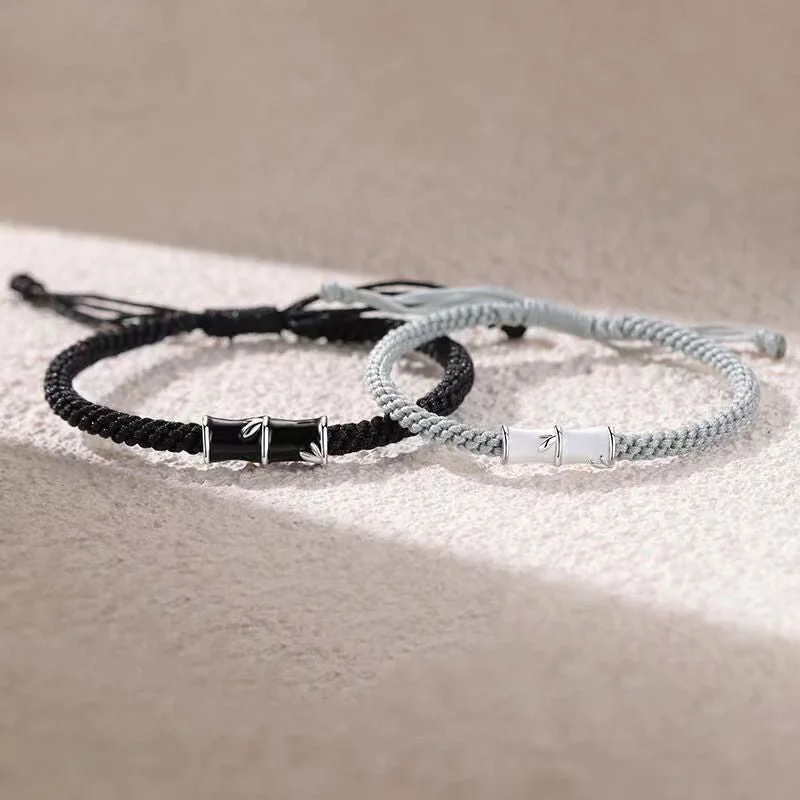 Personalized Multi-Colored Bangles for Women-Buddha Stones Bamboo Pattern Healing Couple Rope Bracelet