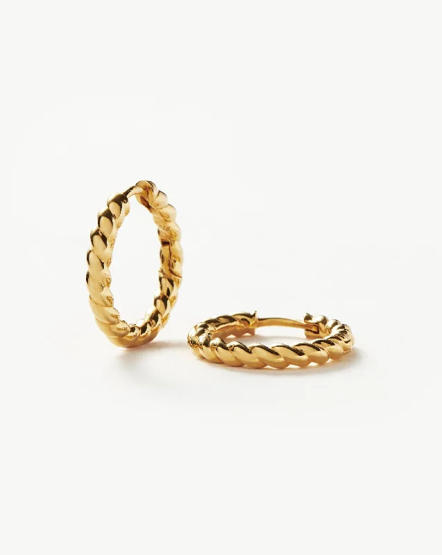 Women's Earrings – Elegant Designs for Every Personality--Twisted Helical Small Hoop Earrings | 18k Gold Vermeil