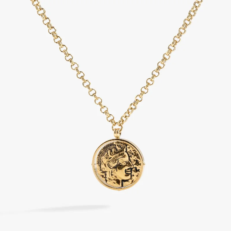 Shop Classic Women's Necklaces & Pendants with a Modern Twist-Coin Spinner Pendant Necklace Shop Classic Women's Necklaces & Pendants with a Modern Twist-Coin Spinner Pendant Necklace