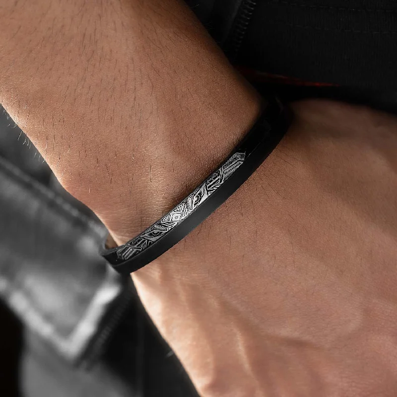Men's Stretch Bracelets-Tribal Dragon Kada Bracelet