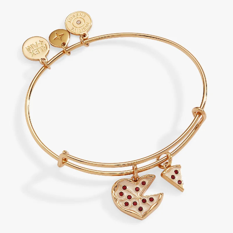 Women's Bangle Bracelets-Pizza My Heart Multi Charm Bangle