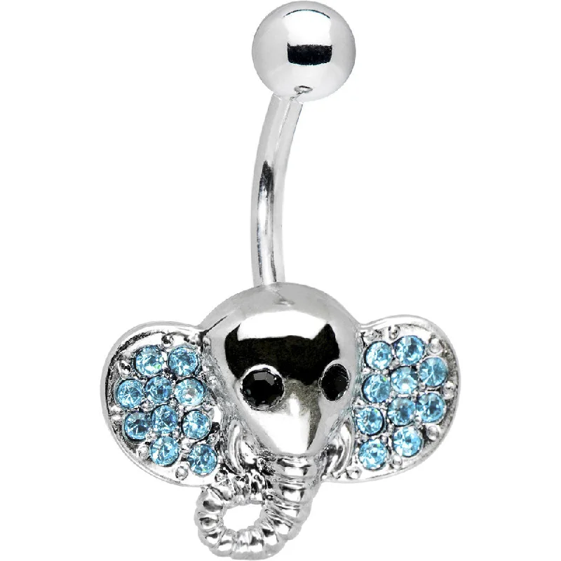 Comfortable Belly Rings with Vibrant Detailing -Aqua Gem Elephant Belly Ring