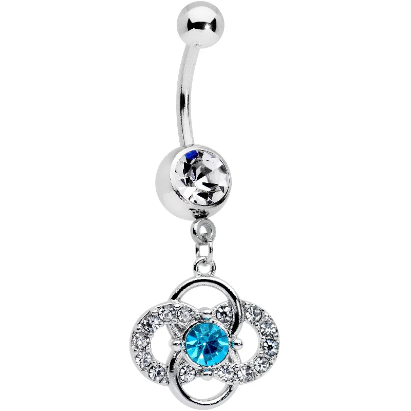 Elegant Belly Rings for Fashion-Forward Looks -Clear Blue Gem Celtic Knot Dazzle Dangle Belly Ring Elegant Belly Rings for Fashion-Forward Looks -Clear Blue Gem Celtic Knot Dazzle Dangle Belly Ring