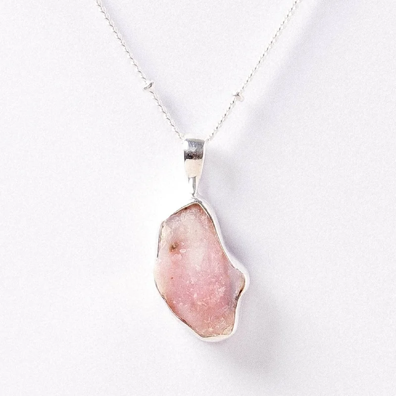 Exclusive Men's Necklaces & Pendants for the Modern Gentleman-Pink Opal Raw Crystal Necklace Exclusive Men's Necklaces & Pendants for the Modern Gentleman-Pink Opal Raw Crystal Necklace