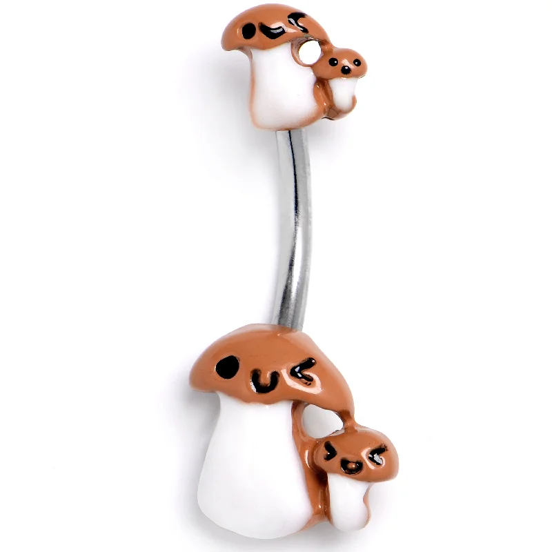 Comfortable Belly Rings for Active Lifestyles -Fanciful Mushrooms Double Mount Belly Ring Comfortable Belly Rings for Active Lifestyles -Fanciful Mushrooms Double Mount Belly Ring