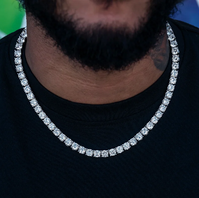 Exclusive Men's Necklaces & Pendants for the Modern Gentleman-Diamond Tennis Chain in White Gold- 7mm Exclusive Men's Necklaces & Pendants for the Modern Gentleman-Diamond Tennis Chain in White Gold- 7mm