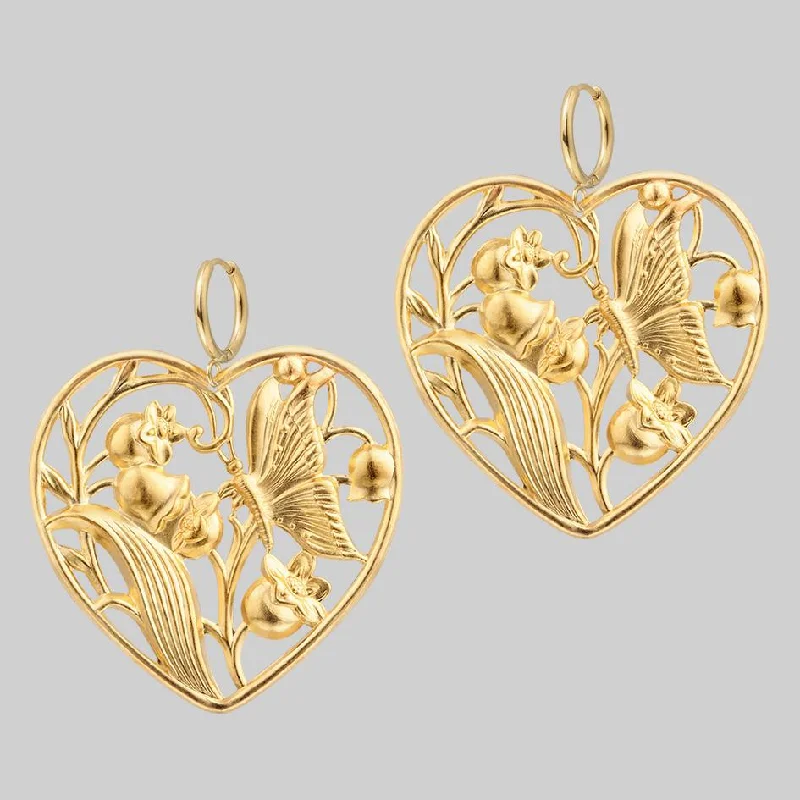 Women's Earrings – Elegant Designs for Every Personality--EPHEMERA. Blooming Heart Hoop Earrings - Gold Women's Earrings – Elegant Designs for Every Personality--EPHEMERA. Blooming Heart Hoop Earrings - Gold