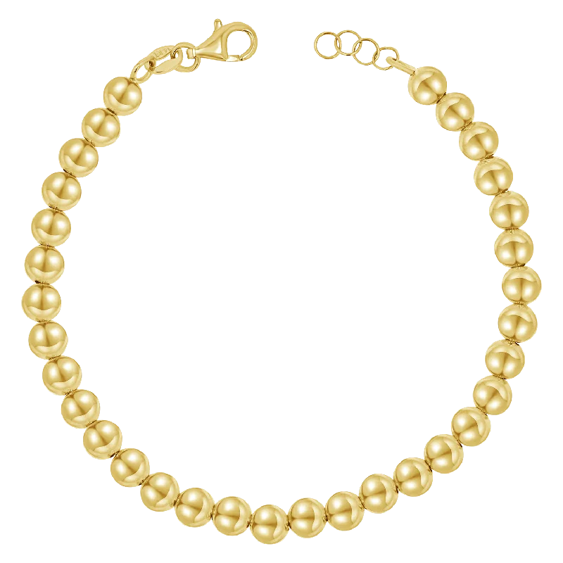 Bohemian Bracelets for Men-14K Gold 5mm Ball Bead Bracelet