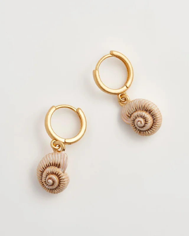 Women's Earrings – Elegant Designs for Every Personality--Sea Snail Shell Huggie Hoops