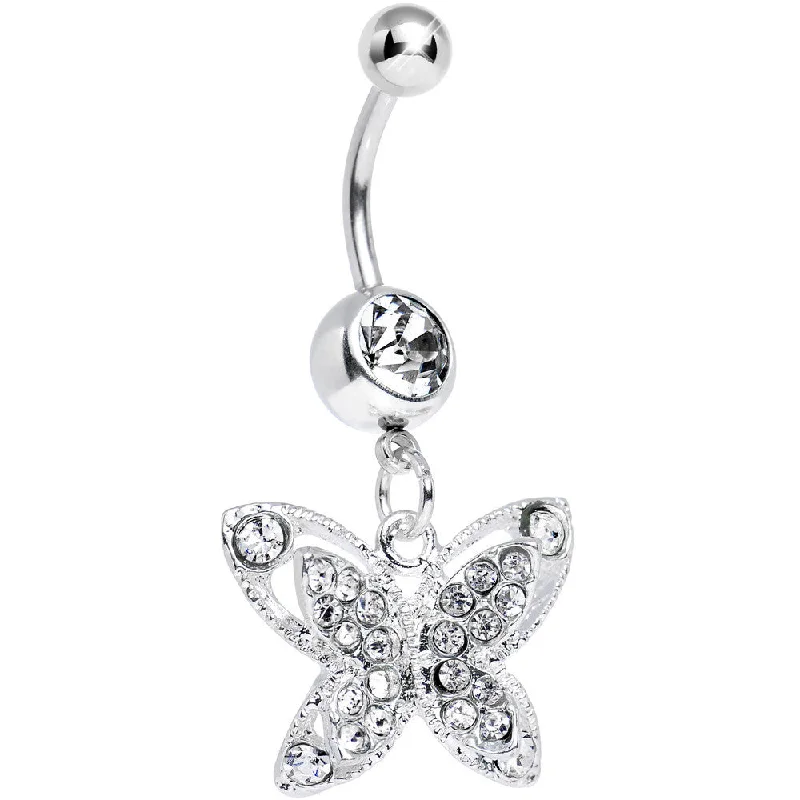 Belly Rings with Beautiful Stones for Stunning Fashion -Crystalline Gem Spirited Butterfly Dangle Belly Ring Belly Rings with Beautiful Stones for Stunning Fashion -Crystalline Gem Spirited Butterfly Dangle Belly Ring