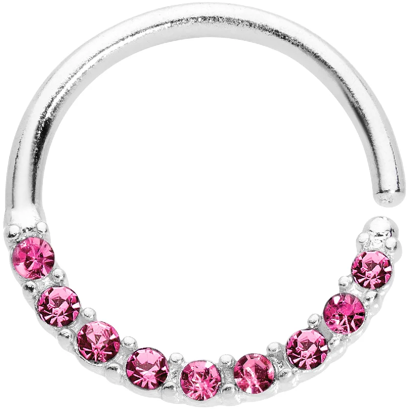 Women's Earrings – Elegant Designs for Every Personality--16 Gauge 3/8 Pink Gem Simple Elegance Seamless Circular Ring