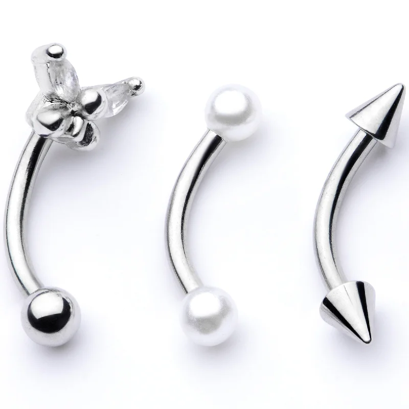 Stylish Lip Rings for Bold Women16 Gauge 5/16 Clear Gem Butterfly Curved Eyebrow Ring Set of 3 Stylish Lip Rings for Bold Women16 Gauge 5/16 Clear Gem Butterfly Curved Eyebrow Ring Set of 3