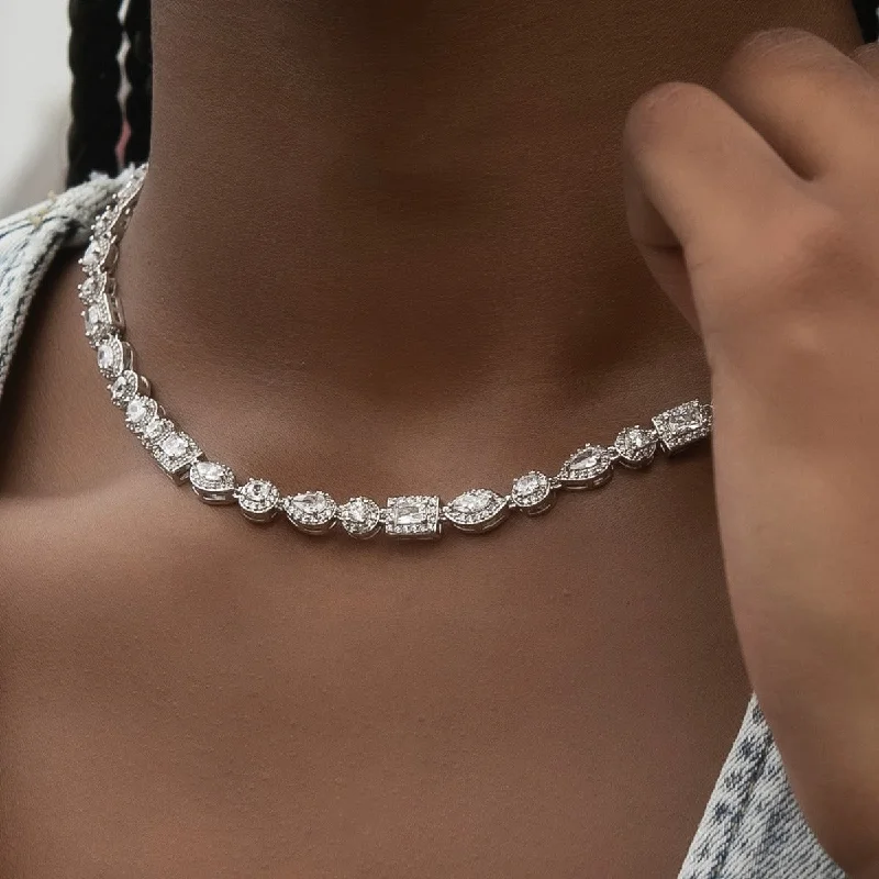 Shop Classic Women's Necklaces & Pendants with a Modern Twist-Mixed Diamond Pave Necklace Shop Classic Women's Necklaces & Pendants with a Modern Twist-Mixed Diamond Pave Necklace