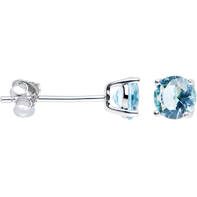 Women's Earrings – Elegant Designs for Every Personality--925 Silver Aqua 5mm Cubic Zirconia Radiant Round Stud Earrings Women's Earrings – Elegant Designs for Every Personality--925 Silver Aqua 5mm Cubic Zirconia Radiant Round Stud Earrings