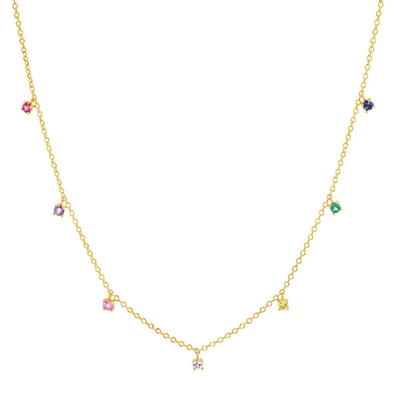 Shop Classic Women's Necklaces & Pendants with a Modern Twist-Rainbow Gemstone Drop Necklace Shop Classic Women's Necklaces & Pendants with a Modern Twist-Rainbow Gemstone Drop Necklace