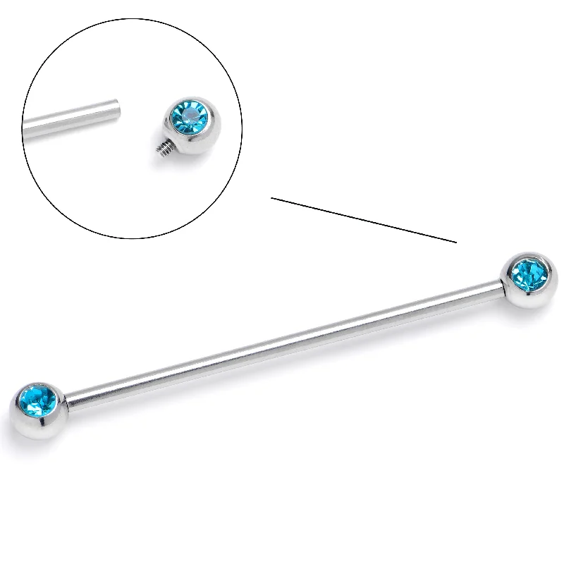 Women's Earrings – Elegant Designs for Every Personality--14 Gauge Blue Gem Internally Threaded Industrial Barbell 38mm Women's Earrings – Elegant Designs for Every Personality--14 Gauge Blue Gem Internally Threaded Industrial Barbell 38mm