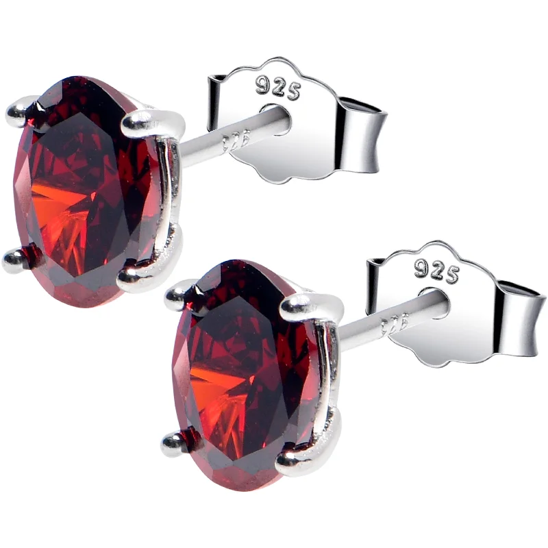 Women's Earrings – Elegant Designs for Every Personality--5mm CZ  Oval 925 Sterling Silver January Birthstone Stud Earrings