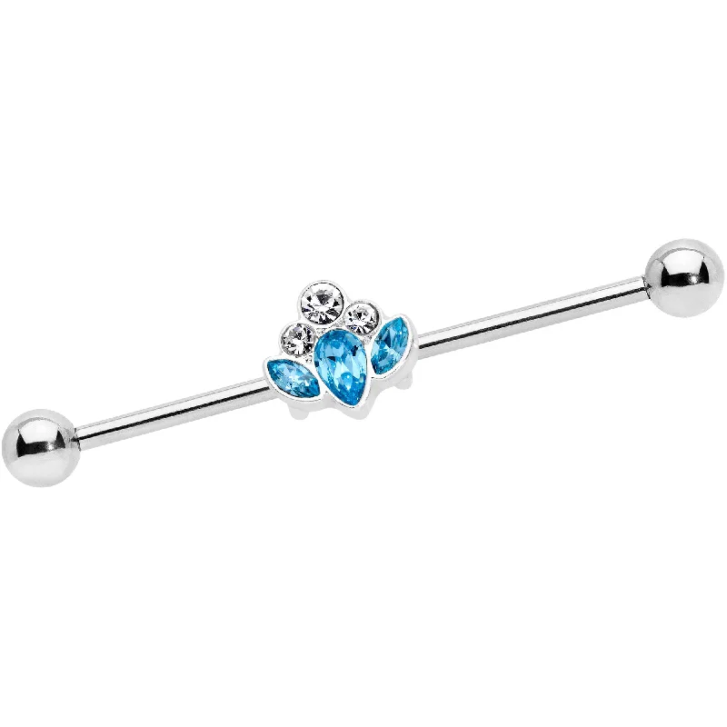 Women's Earrings – Elegant Designs for Every Personality--14 Gauge Aqua Clear Gem Classic Cluster Industrial Barbell 38mm Women's Earrings – Elegant Designs for Every Personality--14 Gauge Aqua Clear Gem Classic Cluster Industrial Barbell 38mm