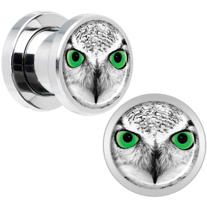 Women's Earrings – Elegant Designs for Every Personality--Black White Owl Steel Screw Fit Plug Set 0 Gauge Women's Earrings – Elegant Designs for Every Personality--Black White Owl Steel Screw Fit Plug Set 0 Gauge