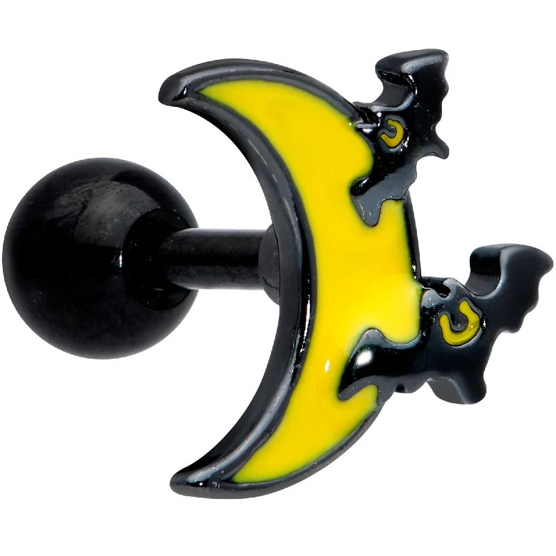 Women's Earrings – Elegant Designs for Every Personality--16 Gauge 1/4 Black Batty Moon Halloween Cartilage Tragus Earring Women's Earrings – Elegant Designs for Every Personality--16 Gauge 1/4 Black Batty Moon Halloween Cartilage Tragus Earring