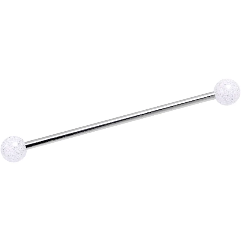 Women's Earrings – Elegant Designs for Every Personality--14 Gauge Shimmer White Ends Industrial Barbell 38mm