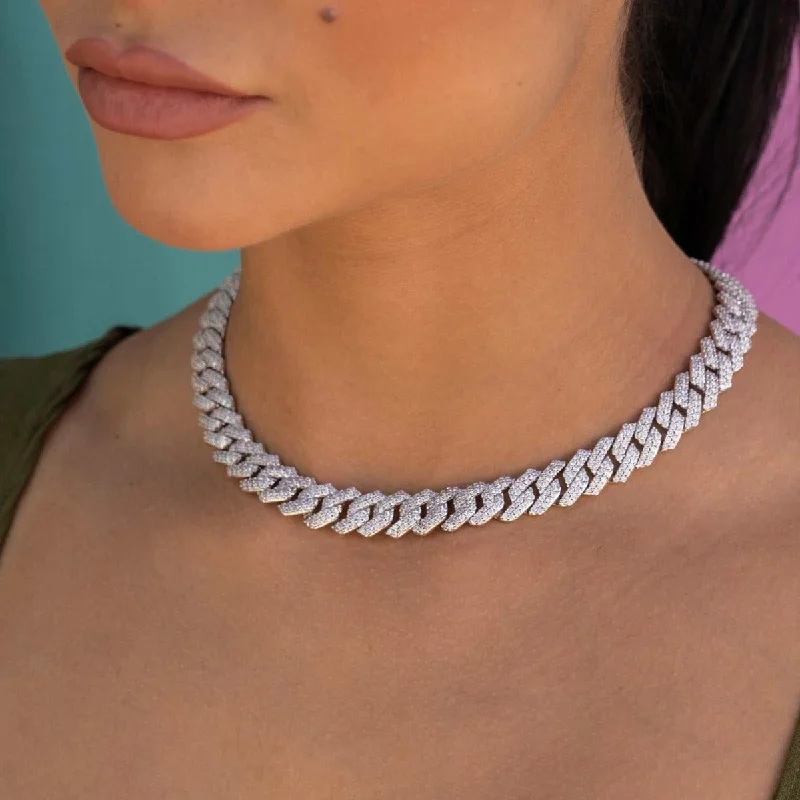 Shop Classic Women's Necklaces & Pendants with a Modern Twist-Diamond Prong Link Necklace in White Gold - 12mm Shop Classic Women's Necklaces & Pendants with a Modern Twist-Diamond Prong Link Necklace in White Gold - 12mm