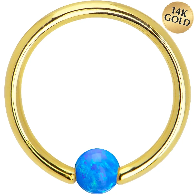 Gorgeous Lip Rings with Sparkling Stones14 Gauge 3/8 Solid 14KT Gold Blue Synthetic Opal Captive Ring Gorgeous Lip Rings with Sparkling Stones14 Gauge 3/8 Solid 14KT Gold Blue Synthetic Opal Captive Ring