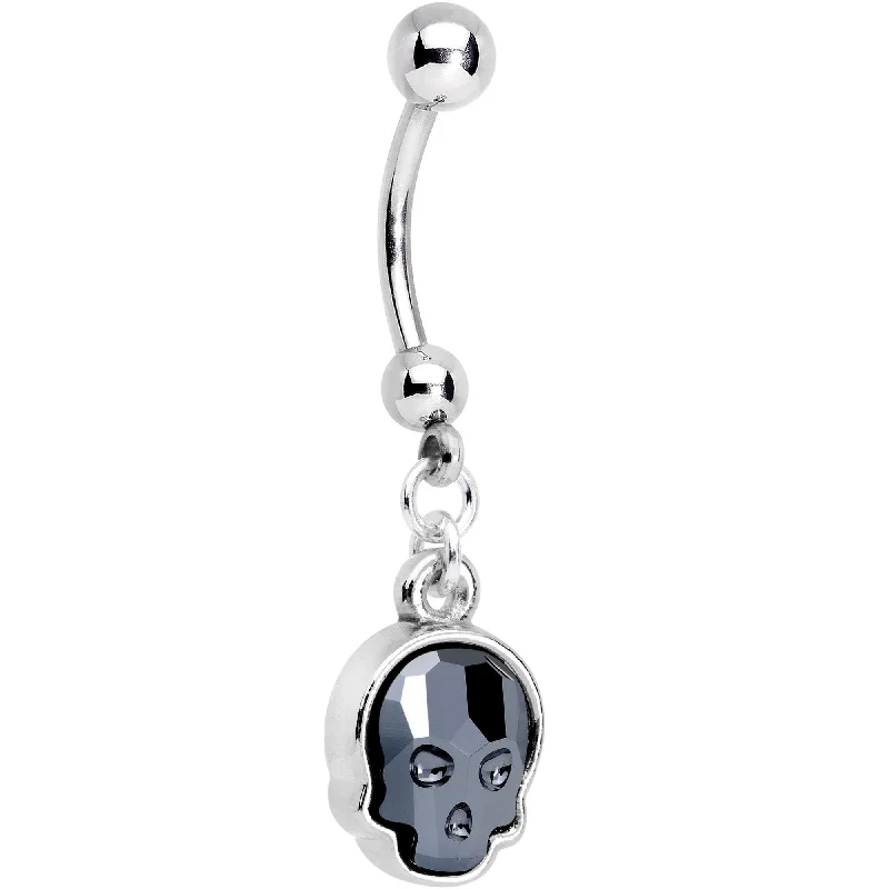 Comfortable Belly Rings for Sensitive Piercings -Handmade Sugar Skull Dangle Belly Ring Created with Crystals Comfortable Belly Rings for Sensitive Piercings -Handmade Sugar Skull Dangle Belly Ring Created with Crystals