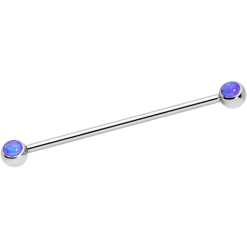Women's Earrings – Elegant Designs for Every Personality--14 Gauge Purple Faux Opal Ball Ends Industrial Barbell 35mm