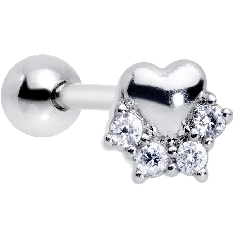 Women's Earrings – Elegant Designs for Every Personality--1/4 Clear CZ Gem Be My Valentine Heart Tragus Cartilage Earring Women's Earrings – Elegant Designs for Every Personality--1/4 Clear CZ Gem Be My Valentine Heart Tragus Cartilage Earring