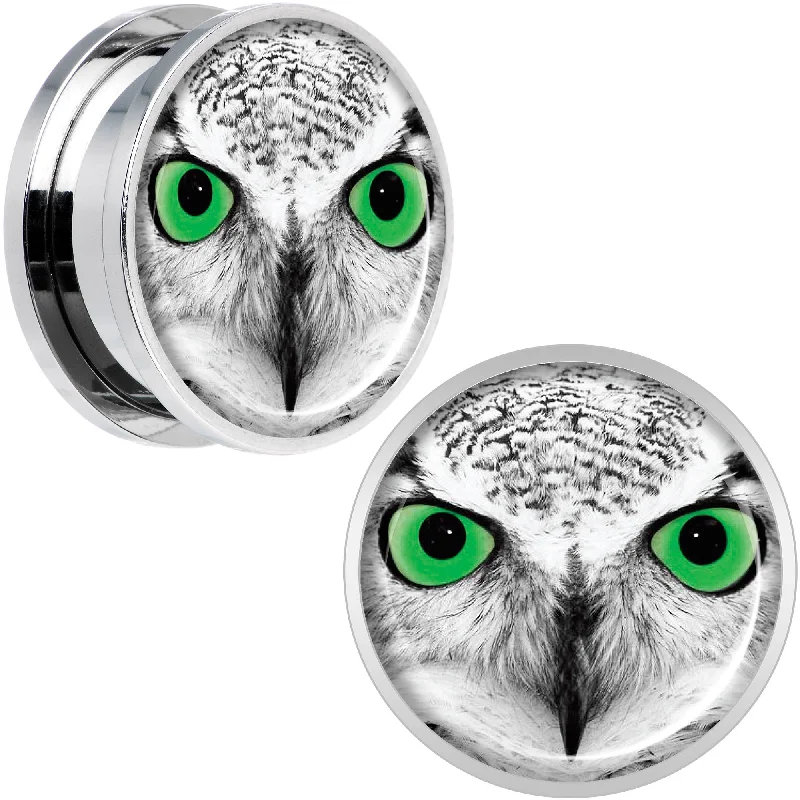 Women's Earrings – Elegant Designs for Every Personality--Black White Owl Steel Screw Fit Plug Set 20mm Women's Earrings – Elegant Designs for Every Personality--Black White Owl Steel Screw Fit Plug Set 20mm