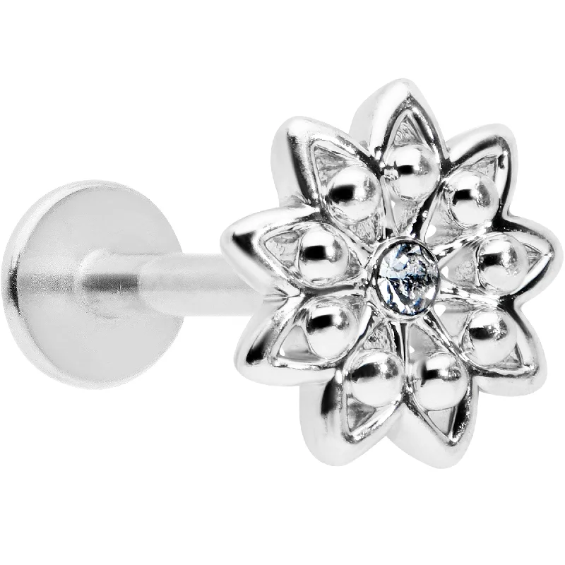 Stylish and Trendy Lip Rings for Edgy Looks16 Gauge 5/16 Clear Gem Starry Flower Labret Monroe Tragus