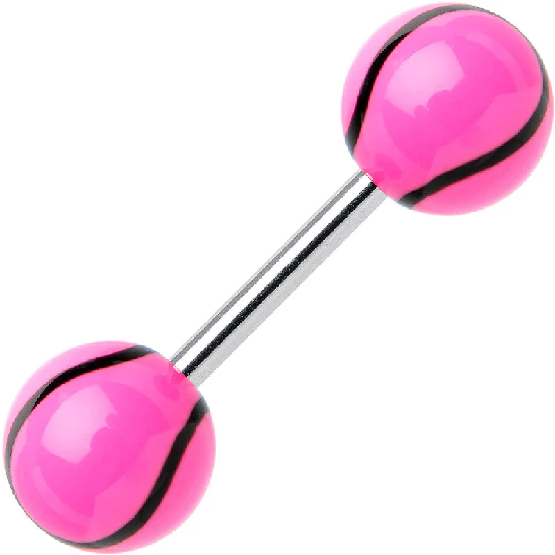 Women's Earrings – Elegant Designs for Every Personality--Pink Acrylic Playing Doubles Tennis Ball Barbell Eyebrow Ring