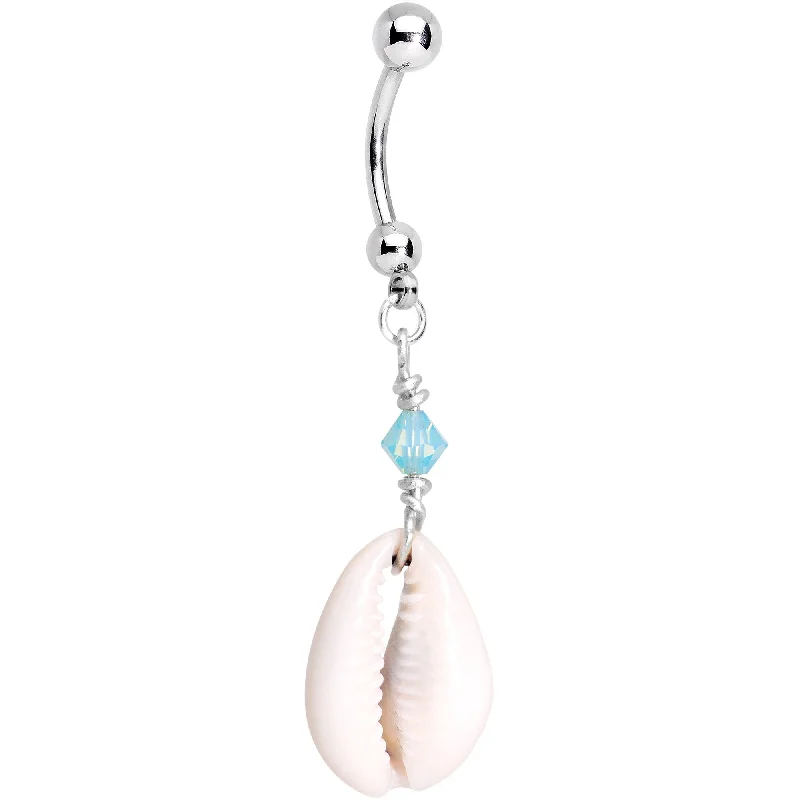 Comfortable Belly Rings for Everyday Wear -Puka Shell Reversible Belly Ring Created with Crystals Comfortable Belly Rings for Everyday Wear -Puka Shell Reversible Belly Ring Created with Crystals