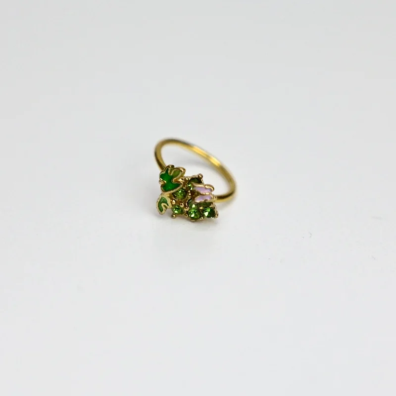 Nose Rings for Bold Fashion Statements -20 Gauge 5/16 Green Gem Gold Tone Butterfly Grapes Nose Hoop Nose Rings for Bold Fashion Statements -20 Gauge 5/16 Green Gem Gold Tone Butterfly Grapes Nose Hoop