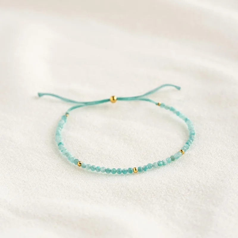 Polished Gold Bangles for Women-Amazonite Bracelet