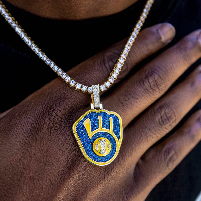 Exclusive Men's Necklaces & Pendants for the Modern Gentleman-Milwaukee Brewers Official MLB Logo Pendant Exclusive Men's Necklaces & Pendants for the Modern Gentleman-Milwaukee Brewers Official MLB Logo Pendant