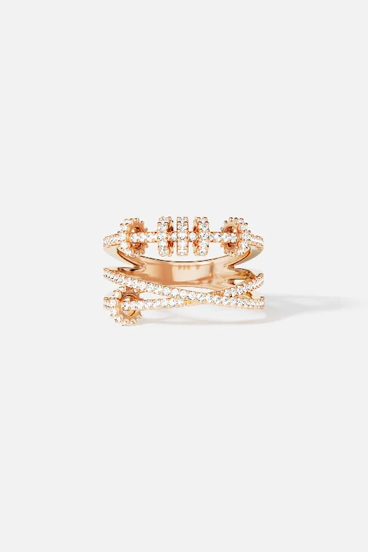 Chic Women's Rings for Fashion-Forward Looks-Triple Ring with Sliding Hoops