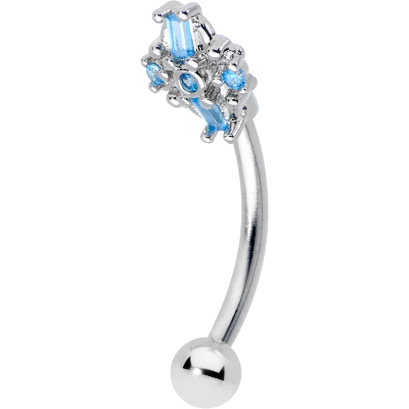 Women's Earrings – Elegant Designs for Every Personality--16 Gauge 5/16 Blue Gem Opulent Cross Curved Eyebrow Ring Women's Earrings – Elegant Designs for Every Personality--16 Gauge 5/16 Blue Gem Opulent Cross Curved Eyebrow Ring