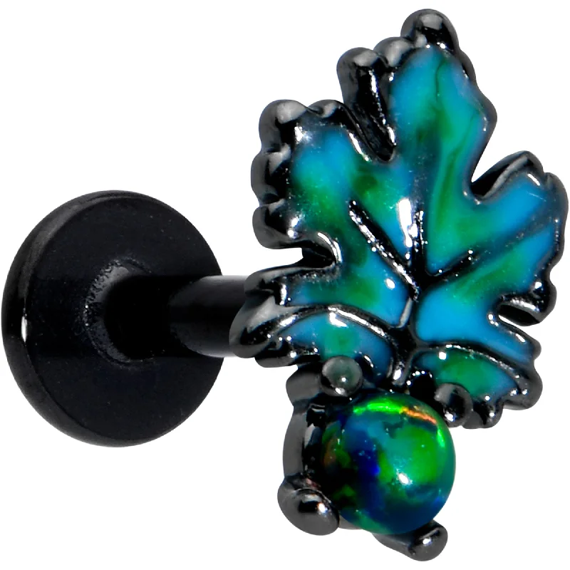 Women's Earrings – Elegant Designs for Every Personality--16 Gauge 1/4 Green Synthetic Opal Black Fall Leaf Labret Monroe Tragus Women's Earrings – Elegant Designs for Every Personality--16 Gauge 1/4 Green Synthetic Opal Black Fall Leaf Labret Monroe Tragus