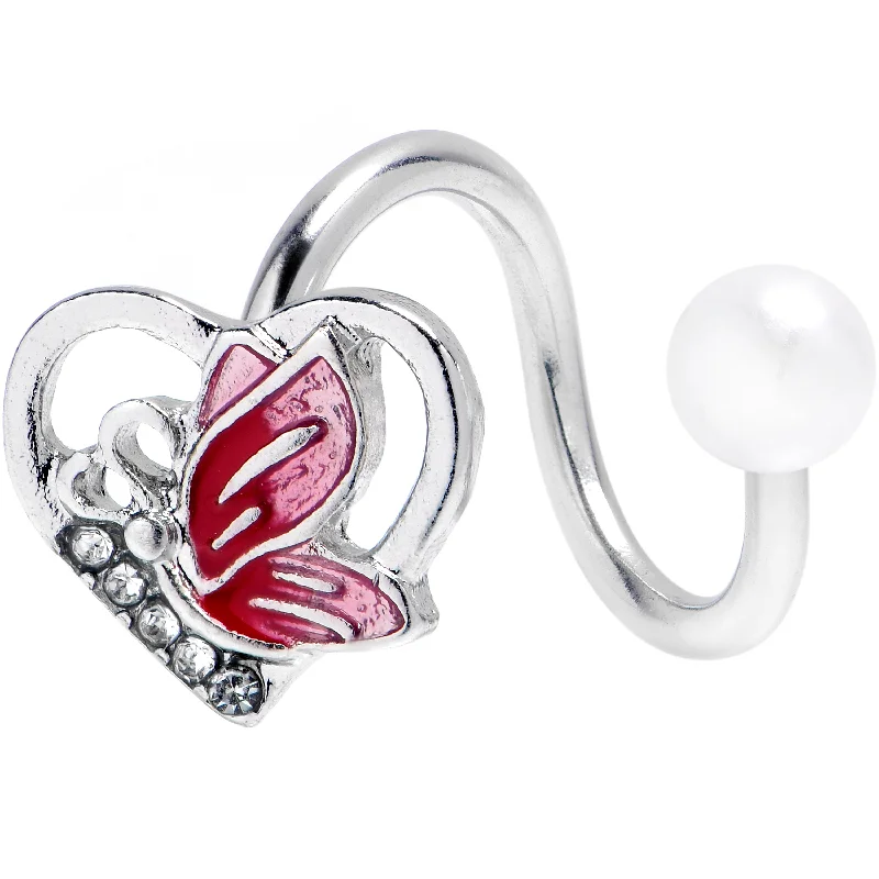 Belly Rings for Everyday Wear -Clear Gem Butterfly Love Heart Pink Spiral Twister Belly Ring Belly Rings for Everyday Wear -Clear Gem Butterfly Love Heart Pink Spiral Twister Belly Ring