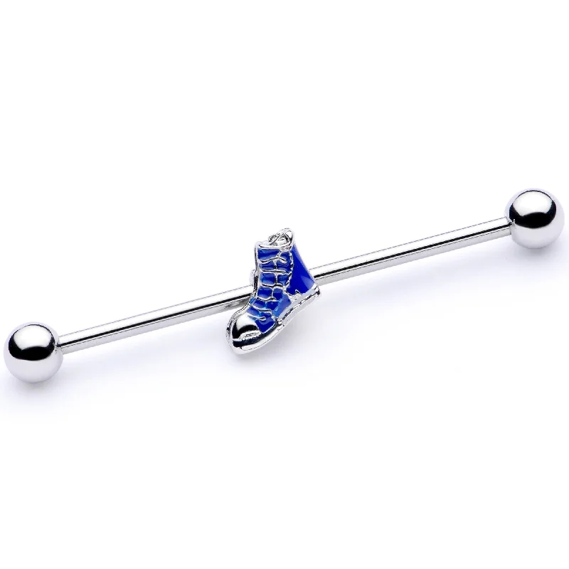 Women's Earrings – Elegant Designs for Every Personality--14 Gauge Blue High Top Sneaker Industrial Barbell 38mm Women's Earrings – Elegant Designs for Every Personality--14 Gauge Blue High Top Sneaker Industrial Barbell 38mm