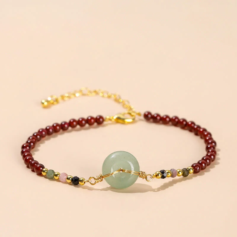Customizable Gemstone Bangles for Women-Buddha Stones Natural Garnet Peace Buckle Bead Calm Bracelet Customizable Gemstone Bangles for Women-Buddha Stones Natural Garnet Peace Buckle Bead Calm Bracelet