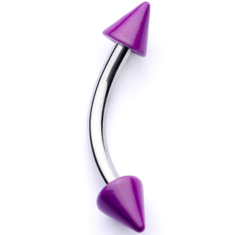 Comfortable Lip Rings with Gorgeous Shine16 Gauge 5/16 Purple Cone End Curved Eyebrow Ring Comfortable Lip Rings with Gorgeous Shine16 Gauge 5/16 Purple Cone End Curved Eyebrow Ring