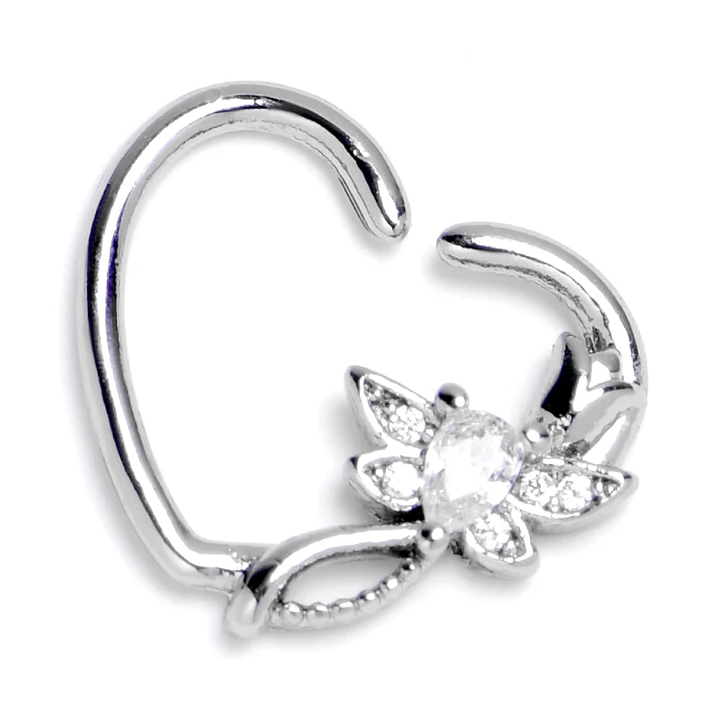 Women's Earrings – Elegant Designs for Every Personality--16 Gauge 3/8 Clear Gem Bold Dragonfly Heart Left Side Cartilage Earring Women's Earrings – Elegant Designs for Every Personality--16 Gauge 3/8 Clear Gem Bold Dragonfly Heart Left Side Cartilage Earring