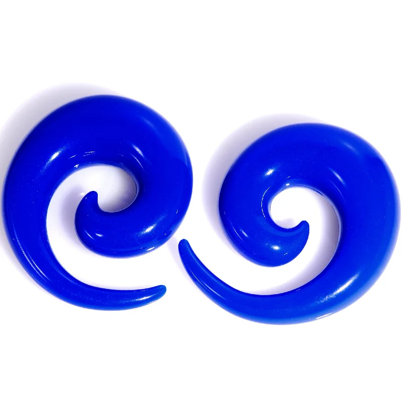 Women's Earrings – Elegant Designs for Every Personality--9/16 Bright Blue Acrylic Spiral Taper Set