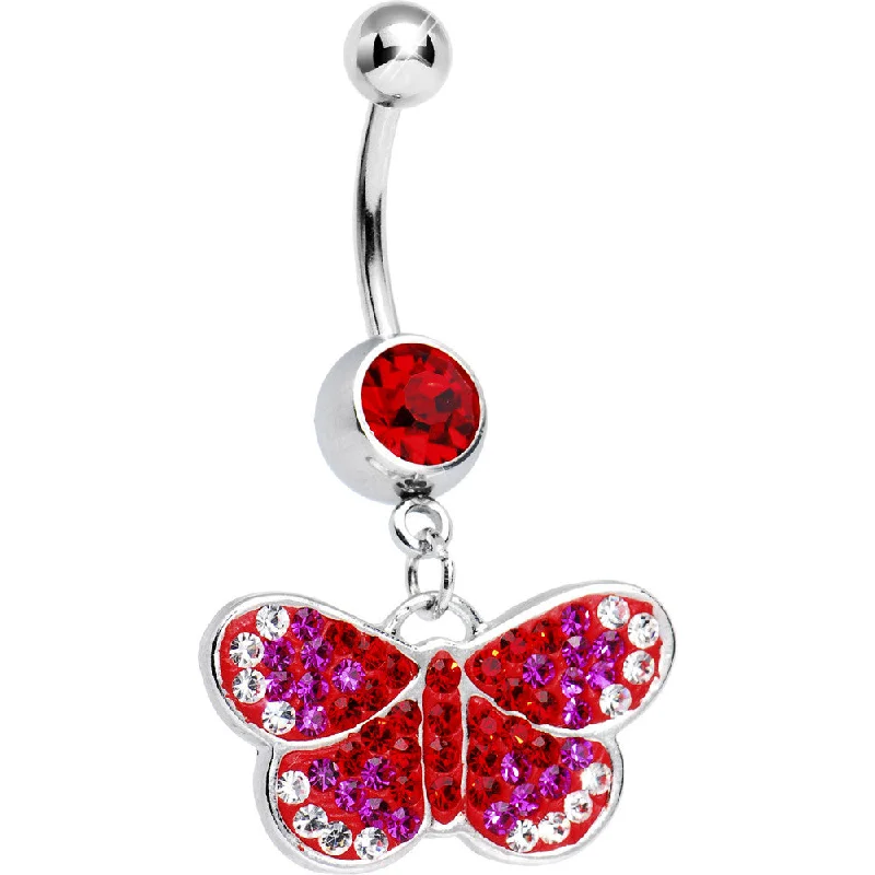 Beautiful Belly Rings with Chic Features -Ruby Red Gem Sparkling Butterfly Belly Ring Beautiful Belly Rings with Chic Features -Ruby Red Gem Sparkling Butterfly Belly Ring