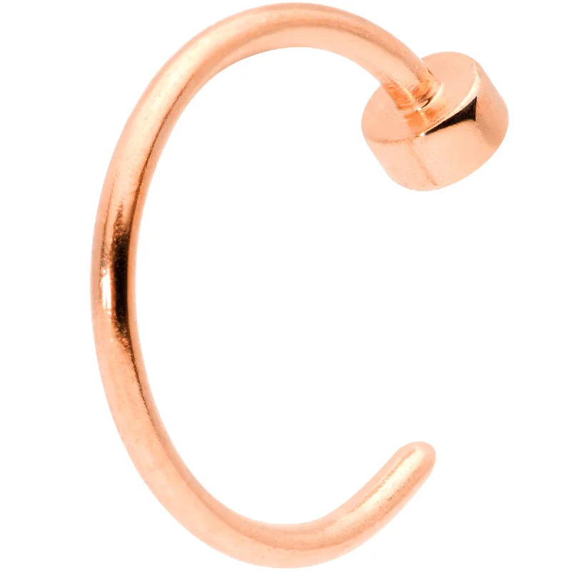 Nose Rings with Silver Finish -22 Gauge 1/4 Rose Gold Tone Disc Nose Hoop