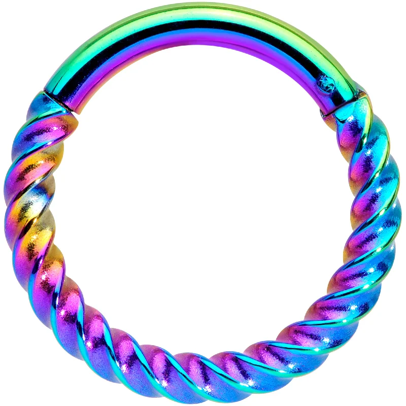 Stylish Nose Rings with Shiny Gems -14 Gauge 3/8 Rainbow Twisted Elegance Cartilage Septum Clicker Stylish Nose Rings with Shiny Gems -14 Gauge 3/8 Rainbow Twisted Elegance Cartilage Septum Clicker