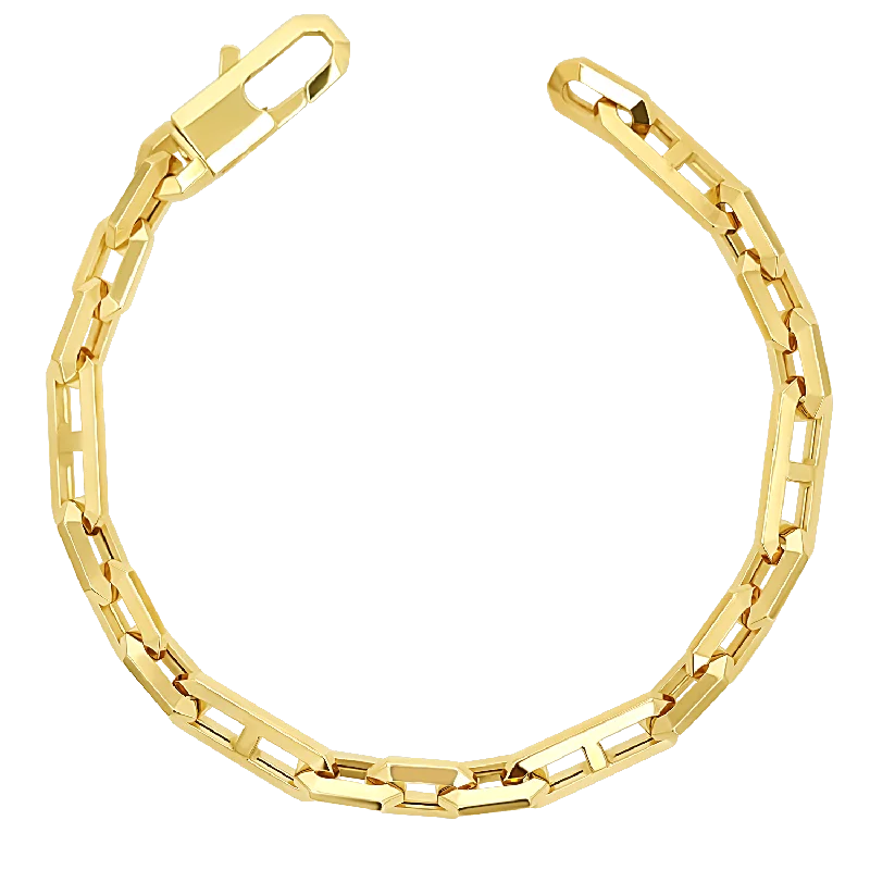 Trendy Beaded Bracelets for Men with Bright Colors-Beveled Link Statement Chain Bracelet